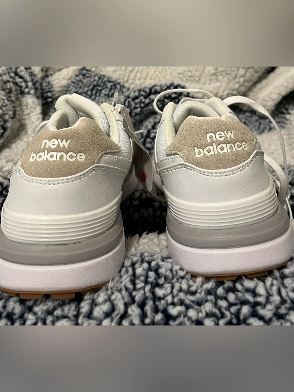New Balance 574 Sneakers spikeless,Green V2 in White and Tan Unisex